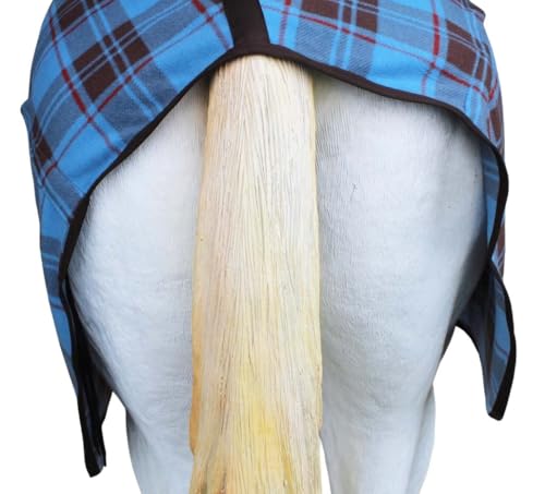 Image of 80 inch Horse Polar Fleece Cooler Moisture Wicking Exercise Blanket Sky Blue Plaid 43EE14