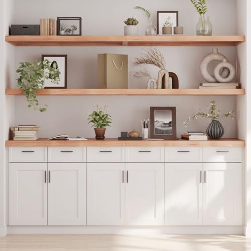 LLEZKBR Furniture Select-Estante de pared marrón claro, 200 x 50 x (2-6) cm, roble macizo tratado