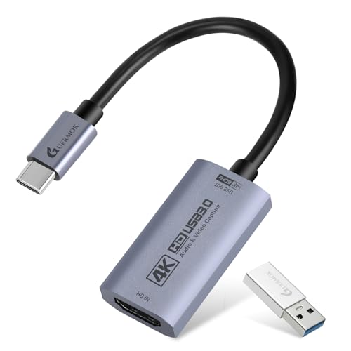 Guermok HDMI Capture Card 4K@60FPS, 1080P@240FPS USB 3.0 HDMI to USB A/C Video Capture Card for Streaming, Works with iPad, Switch 2/1, PS5/4, Xbox, Quest 3, Mac OS, Windows, Zoom, OBS, Camera