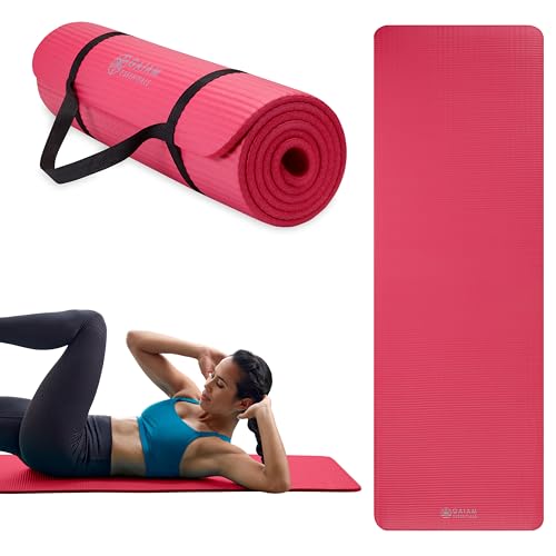 Image of Gaiam Thick Yoga Mat, Exercise & Fitness Mat with Easy-Cinch Carrying Strap