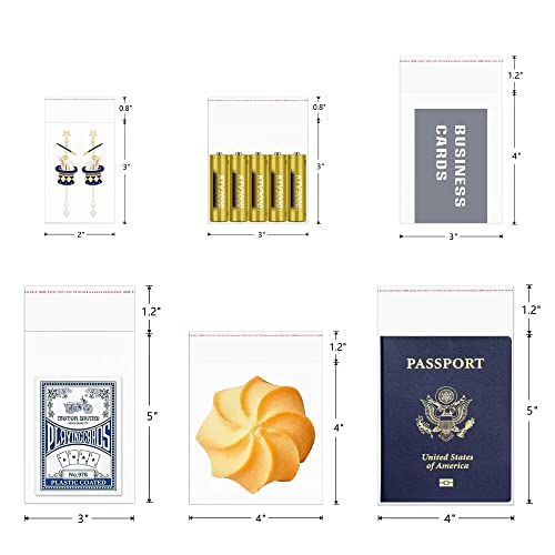 Self Adhesive Bags 4X5" 200Pcs Self Sealing Resealable Bags Small Clear Cellophane Bags For Candy Jewelry Necklaces Snacks Nuts Gift Packaging 12 Sizes To Choose From #TOP3