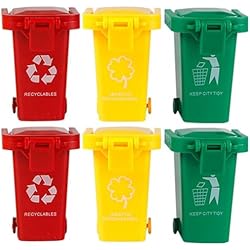 Totority 6 piezas de basura de clasificación de basura titular de la taza de lápices mini cubo de basura de la calle empujar la basura juguete papelera miniatura niños juguetes educativos mini basura