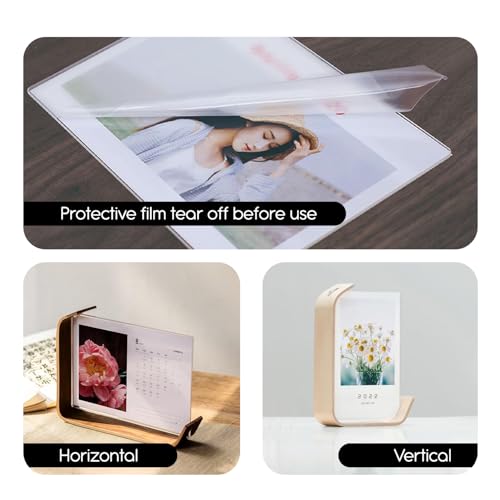 Image of Nostrae by Ekhasa Wooden Photo Frame for Table | 4x6 Inch Acrylic Table Top Photo Frame with Stand | Double-Sided Picture Frame for Desk, Bedroom & Office Decor | Small Aesthetic Photo Frame for Gift