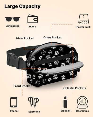 Image of Paw Print Fanny Pack for Women Belt Bag Fashion Everywhere Waist Pouch Lightweight Crossbody Bags with Adjustable Strap