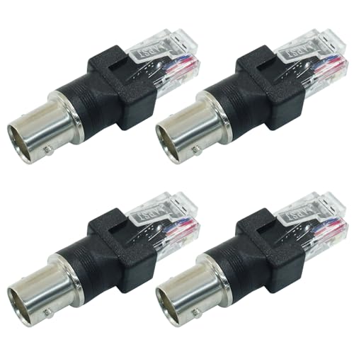 Adaptador Conector BNC a RJ45 4 piezas Negro miniatura 1