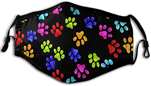 Preisvergleich Produktbild Unisex Wiederverwendbare Bunte Hundepfotenabdrücke Schutz vor Staub, andere Luftverschmutzung Gesichtsschleier für Männer Frauen Kinder Schwarz