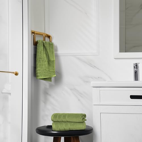 Image of Tens Towels Pack of 6 Hand Towels, 100% Cotton, Lighter Weight, Quick to Dry, 16 x 28 Inches, Super Soft & Absorbent, Perfect for Bathroom & Kitchen, Green