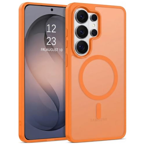 Image of Elzzi Magnetic Magsafe Case for Samsung Galaxy S26 Ultra 5G Cover, Compatible with MagSafe Translucent Matte Hard PC + TPU Back Cover, Slim Shock-Resistant Protective Case (Cosmic Orange)