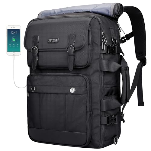 PIJUSHI Travel Backpack for Women Men Carry on Luggage Backpack Convertible Large Laptop Duffel Bag for Airplanes(PE049 Black)