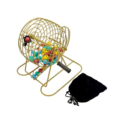 Deluxe Bingo Set -Includes Antique Gold Metal Rotary Cage with Storage Bag,100 Mixed Cards, 600 Colorful Chips,75 Calling Balls,Master Board&2 Velvet Bag for Parties, Classroom, Large Groups – Image 5