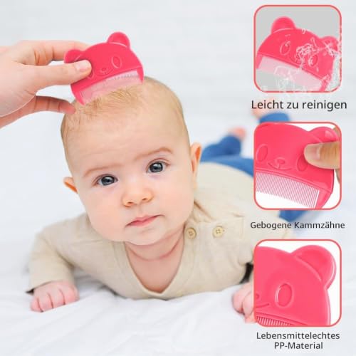 Aolso Baby kamm für milchschorf, 2 Stück Babykamm, Baby-Haarkamm, Baby Haarbürste mit weichen Zähnchen, Neugeborene Haarkamm… – Ansicht 3