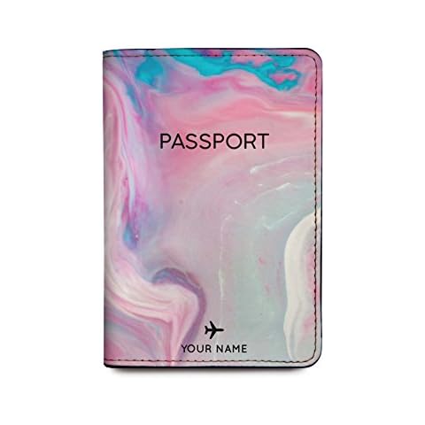 Personalized RFID Leather Passport Holder Cover - Travel Wallet - Marble Cover