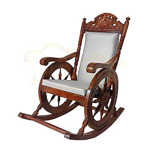 Image of CLASSIC WOOD & CRAFT Wooden Rocking Chair with Sheesham Wood, Rolling and Easy Seating (Model-Cwb-21)