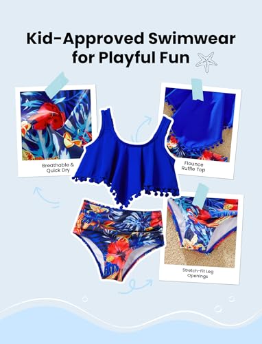 Image of PATPAT Family Matching Swimsuits Two Piece Hawaiian Tropical Beach Bikini and Swim Trunks Set Mommy and Me Bathing Suits