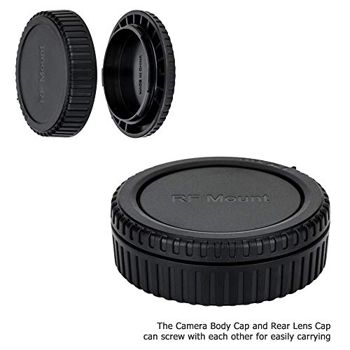 Image of JJC 2-Pack RF Mount Body Cap & Rear Lens Cover for Canon EOS R100 R50 R6 R5 | RF Back Sensor Dust Cap for Canon R1 R8 R6V R6 Mark III II R5 Mark II R10 R7 R5C R3 RP R Mirrorless Camera & RF Mount Lens