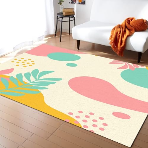 Tapis de sol plantes tropicales grand format lavable et durable