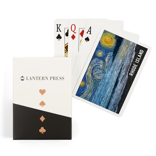 Lantern Press Rhode Island, Starry Night, 52 Naipes Póker
