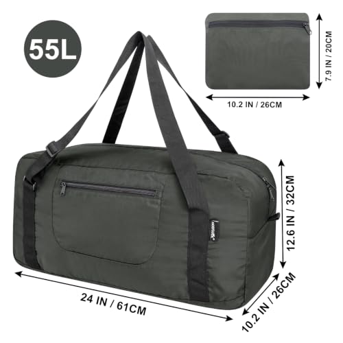 Image of HOLYLUCK Foldable Travel Duffel Bag For Women & Men Luggage Great for Gym - Large Dark Grey