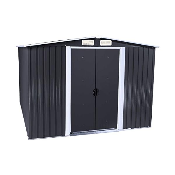 Zelsius Geräteschuppen mit Schiebetür (B) 236 x (T) 174 x (H) 190 cm | Anthrazit | Geräumiges Gartengerätehaus mit…