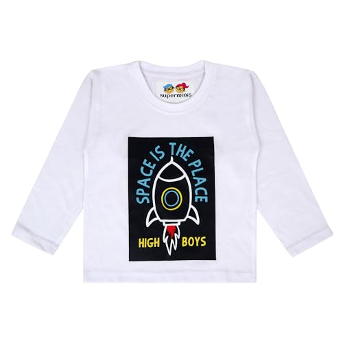Image of superminis Boy's /Girls Cotton Round Neck Full Sleeves Regular Fit T Shirts With Trendy And Fun Prints