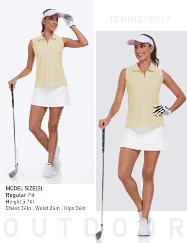 Image of AIRIKE Golf Polo Shirts for Women Sleeveless Summer Sports Athletic Fashionable Workwear-Quick Dry Womens Tank Tops