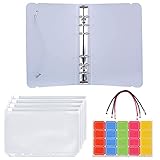YOTINO 20pcs A6 Binder Pockets, 6-Hole Binder Zipper Folders, Waterproof Transparent Loose Leaf...