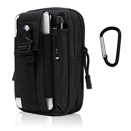 flintronic Taktische Hüfttaschen, Militär Kompakt Gürteltasche Multifunktional Bauchtasche Tasche Beutel für Camping Wandern Radfahren Klettern und Reisen Mit Karabiner, Schwarz
