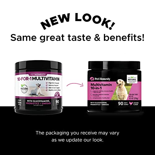 PetHonesty 10 in 1 Dog Multivitamin - Glucosamine Essential Dog Supplements & Vitamins - Glucosamine Chondroitin, Probiotics, Omega Fish Oil - Dogs Health & Heart- Dog Health Supplies (Chicken) PetHonesty 10 in 1 Dog Multivitamin - Glucosamine Essential Dog Supplements & Vitamins - Glucosamine Chondroitin, Probiotics, Omega Fish Oil - Dogs Health & Heart- Dog Health Supplies (Chicken)