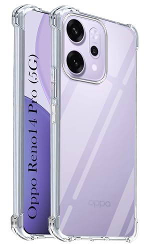 Image of Jkobi Shockproof Crystal-Clear Back Cover for Oppo Reno14 Pro 5G | Oppo Reno 14 Pro 5G (Anti Yellow Case | Drop & Camera Protection | Hard Polycarbonate)