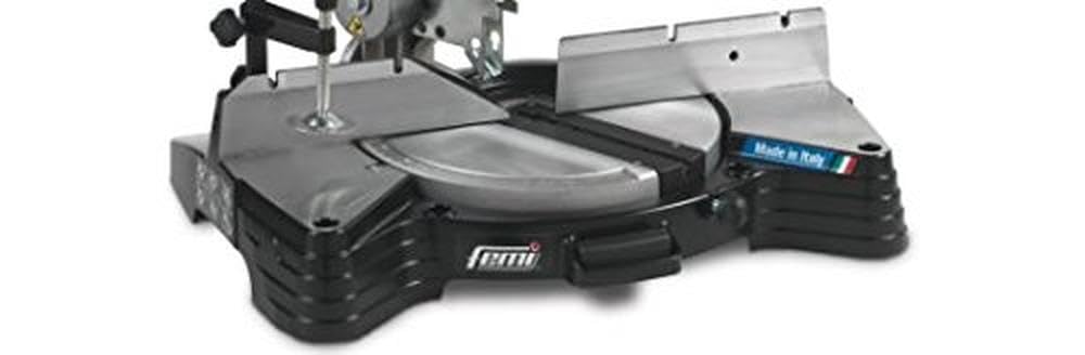 FEMI FM-305PRO - Troncatrice 1300W - 305mm - Legno e Alluminio - Piano Superiore in Alluminio - Motore a Induzione - Base con Protezione Integrata - Nuova Impugnatura T.P.S a Tre Posizioni