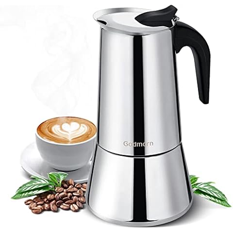 Godmorn Espressokocher, Kaffeekocher, Mokkakanne aus 430 Edelstahl, Espresso Maker Cover