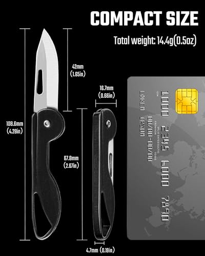 Image of KeyUnity KK05M Titanium Mini Pocket Knife, 1.73-Inch Blade, Black | Lightweight EDC gear for everyday carry, camping, hiking, fishing and other outdoor activities