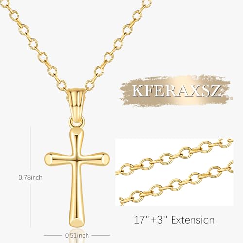 Cross Necklace for Women 14K Gold Cross Necklaces for Women Crosses Chain for Womens with O-Chain Fluid Lines and Sleek Finish Gold Crosses Pendant Necklaces for Womens 20mm2