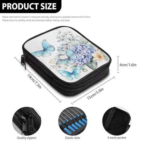 Image of Butterfly Crochet Hook Case Portable Floral Crochet Hook Organizer without Hooks and Accessories Crochet Storage Organizer for Airports and Parks