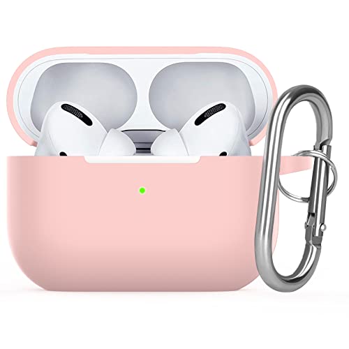 Watruer Funda para AirPods Pro 2, Funda de Piel de Silicona Suave Que Absorbe los Golpes con Llavero para el Nuevo Apple Airpods Pro 2nd Gen Case 2022 [LED Frontal Visible] - Rosa