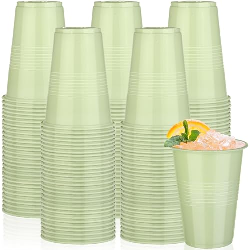 Kochorie 50 Pack Disposable Plastic Cups 16 Oz Solid Color Drinking Cups Party Supplies Strong and Sturdy Drinkware Cup For Birthday Wedding Baby Shower Gender Reveal Party & Daily Use Sage Green