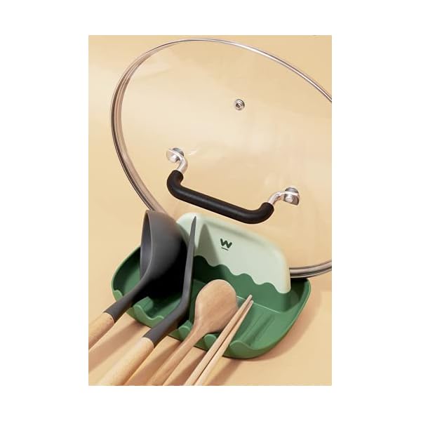 A spoon rack for kitchen counter using for spatula spoon rack in kitchen kitchen utensils and Barbecue appliances and pot lid support water dripping protection,Green,17.2*15.5*7.8cm - Image 3