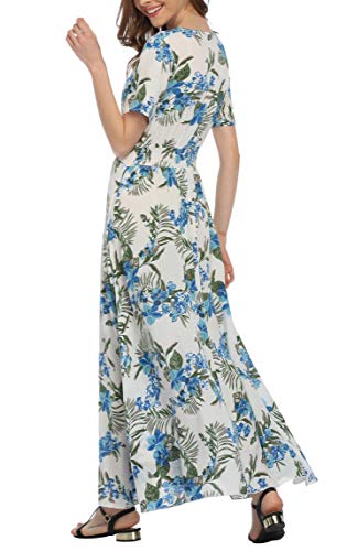 Image of VintageClothing Women's Floral Maxi Dresses Boho Button Up Split Summer Casual Long Dress Beach Party Dress