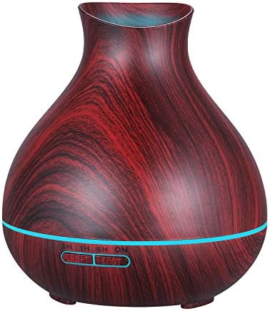 Aromatherapy Essential Oil Diffuser 550ml 12 Hours Wood Grain Aroma Diffuser with Timer Cool Mist Humidifier for Large Room, Home, Baby Bedroom, Waterless Auto Shut-Off, 7 Colors Lights Changing