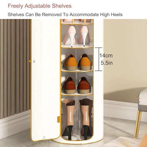 Meuble à chaussures rotatif cylindrique à 6-8 niveaux pour entrée compacte - 4