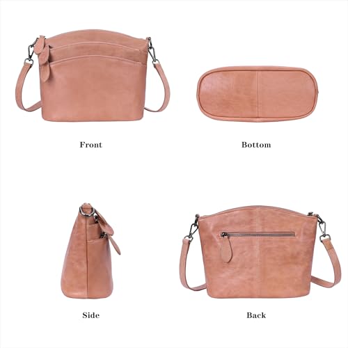 Image of HESHE Crossbody Bags for Women Genuine Leather Purses with Multi-Pockets Vintage Ladies Small Shoulder Satchel Bag