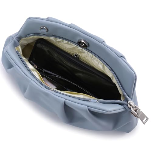 Image of Evening Bag for Women Ruched Clutch Purse Detachable Metal Chain Crossbody Bag