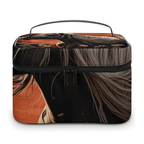 Foldable Travel Luggage Bag for Men And Women, Dry And Wet Separation Portable Travel Luggage Bag, Romantic Mustang Printed Waterproof Sports Luggage Bag, Fitness Bag