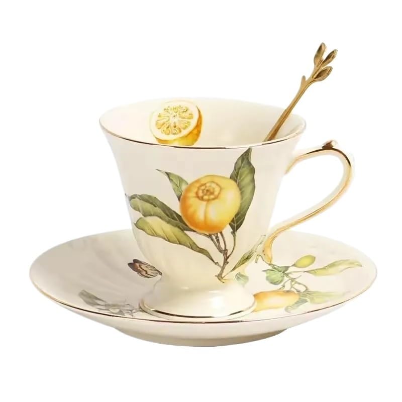 Juego De Taza Y Platillo Juego de tazas de té, taza de té y platillos, taza de cerámica, taza de café, plato de postre, 1 unidad(1 set200ml)