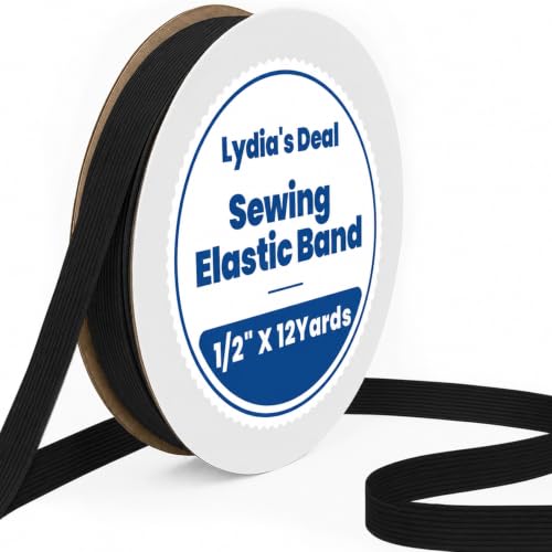 Elastic Band for Sewing 1/2 Inch Wide 12 Yards Durable & Soft High Elasticity Stretch Elastic Bands Cord for Sewing Waistbands Pants DIY Crafts Black