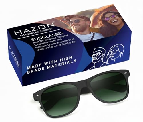 Image of HAZON Premium Rubber Coated UV400 Protected Goggles For Men | Stylish Sunglasses | Driving, Riding, Anti glare Glasses (Way BKGR 55) (GREEN)