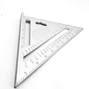 8Bit Aluminum Alloy Double Side 90 Degree Right Angle Triangle Scale Ruler with Metric Inch Measurement Hand Tool | Set Square