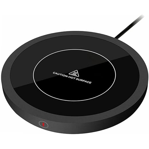 ATORSE Electric Cup Mug Heater Mat Auto Shut Off For Home Use Eu-Plug Black Round