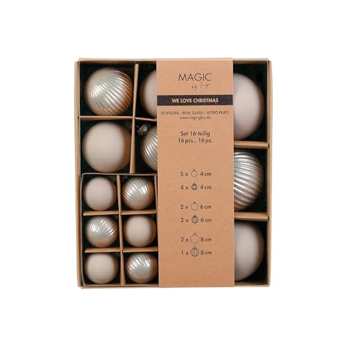 Weihnachtskugeln Glas 4-8cm Mix 16er Set - matt & glänzend gerillt -...
