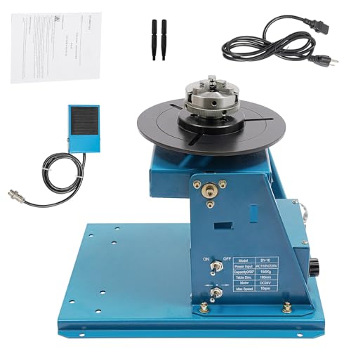 Rotary Welding Positioner, 110V Light Duty Welder Turntable Table Mini 2.5" 3 Jaw Lathe Chuck for Cutting, Grinding, Assembly, Testing and Other Seam Welding 10RPM for TIG Welding Small Workpieces